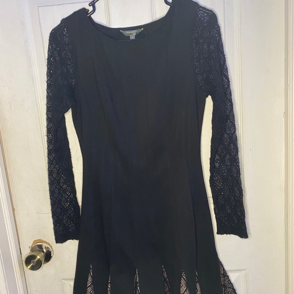 Black long sleeve dress with lace sleeve/ size 8